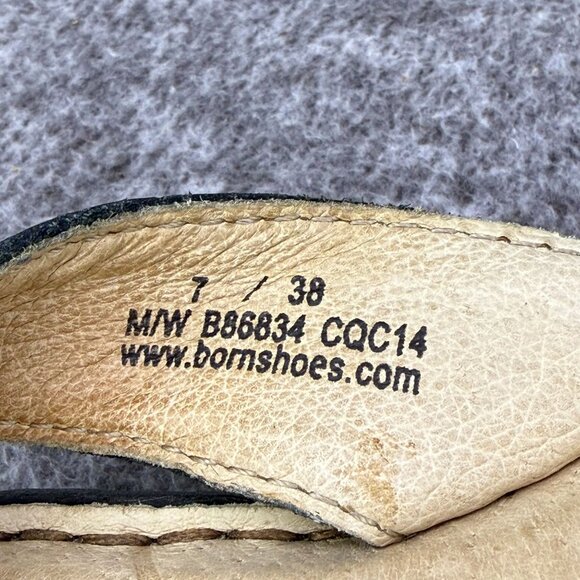 ✅Womens 7 Born Black Leather Thong Sandals Casual Comfort Slip On Slides Summer - Picture 2 of 13